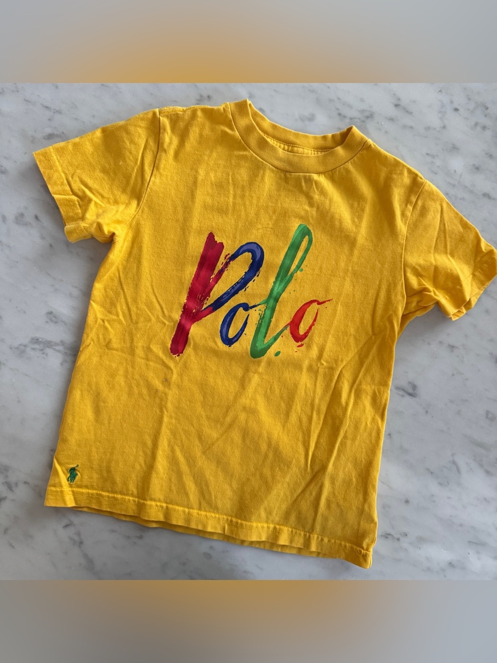 Polo Bright Yellow Paint-Brush Logo Short Sleeve Summer Tee Boys Ralph Lauren